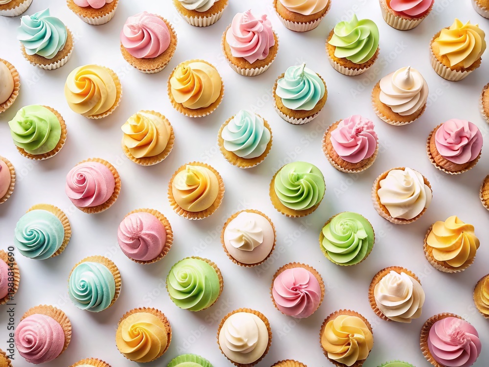 Minimalist Cupcakes & Pastries Pattern: White Background Stock Photo Minimalist Cupcakes & Pastries Pattern: White Background Stock Photo
