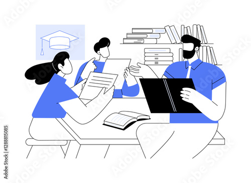 Analyzing the use of language isolated cartoon vector illustrations.