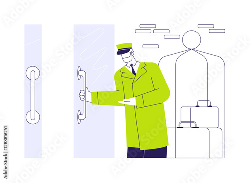 Doorman service abstract concept vector illustration.