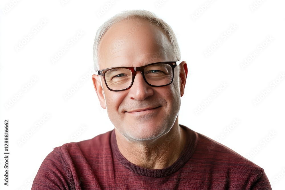Smiling senior man in glasses, studio portrait Smiling senior man in glasses, studio portrait