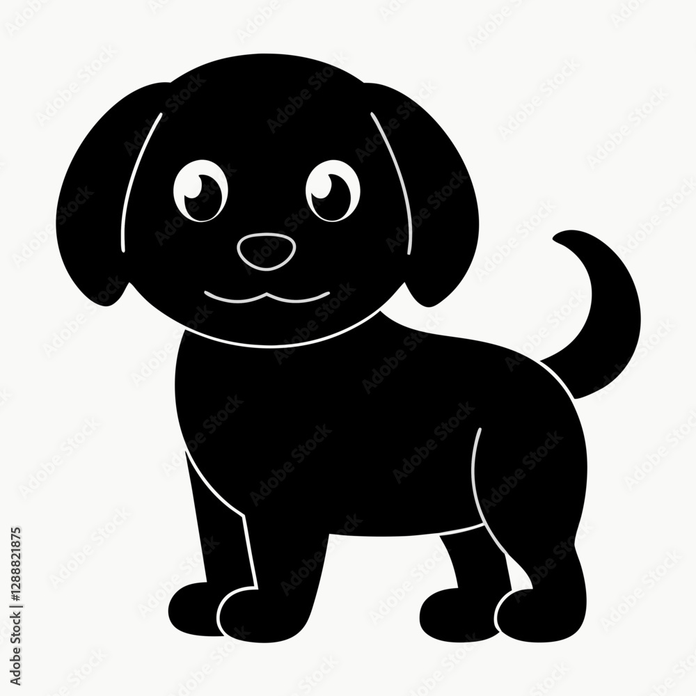 Fototapeta premium A cute dog silhouette black 