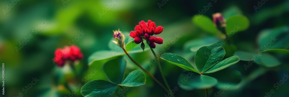 Beautiful Crimson Clover: A Bright Bloom of Clover Flower in Green Herb Garden Beautiful Crimson Clover: A Bright Bloom of Clover Flower in Green Herb Garden