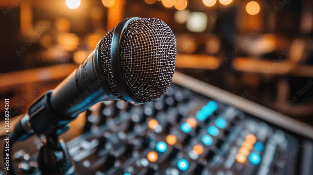 Obraz premium Podcast studio microphone․