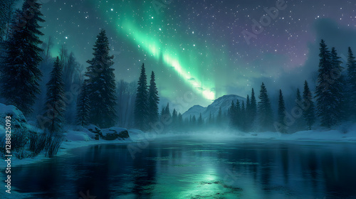 Wallpaper Mural Starry night landscape with trees reflected in dark water Torontodigital.ca