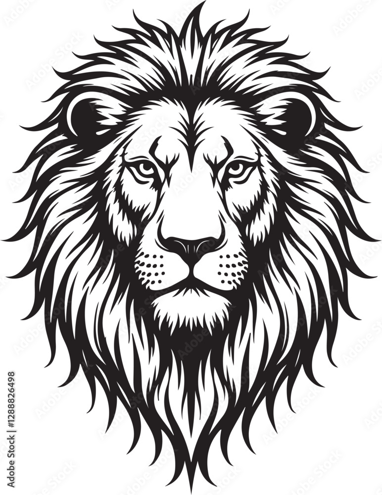 Obraz premium Detailed Lion Head Tattoo Design | Bold and Striking Art.
