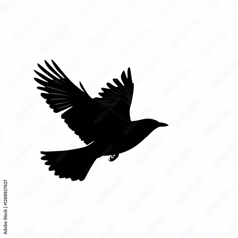 Obraz premium Black silhouette of flying bird