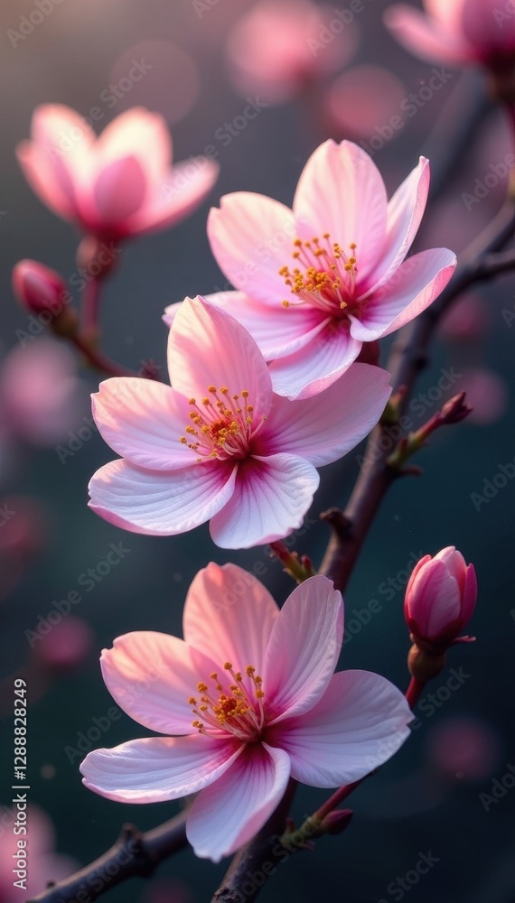 Delicate, intertwined blossoms, endless repeat, fabric, floral Delicate, intertwined blossoms, endless repeat, fabric, floral