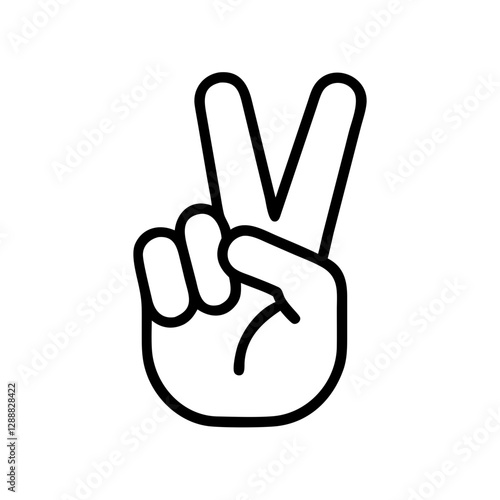 Victory hand gesture symbolizing peace and positivity, minimalist design