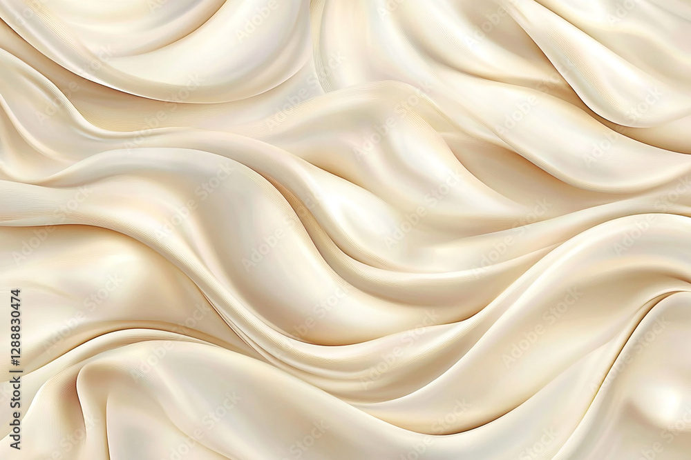 Elegant flowing cream silk fabric with soft waves, creating a luxurious and smooth texture backdrop Elegant flowing cream silk fabric with soft waves, creating a luxurious and smooth texture backdrop