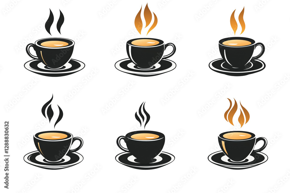 Diverse coffee silhouette icons for various styles Diverse coffee silhouette icons for various styles