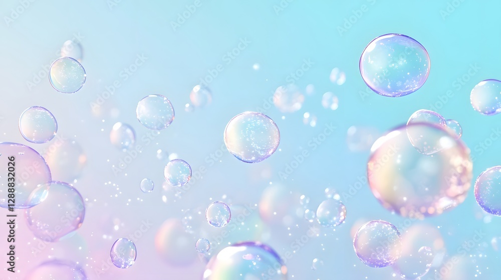 Whimsical Molecular Bubbles Against Gradient Blue and Purple Background Whimsical Molecular Bubbles Against Gradient Blue and Purple Background