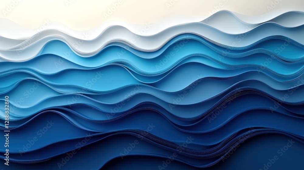 Fototapeta premium Abstract layered waves of blue and white
