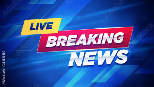 Breaking News background template for television with red and blue background. Breaking News banner template. Live news background 
