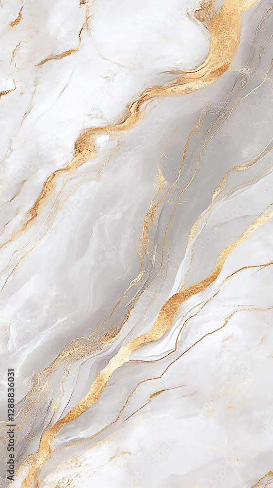 Obraz premium Elegant marble texture featuring white and gold veins, ideal for backgrounds and design projects