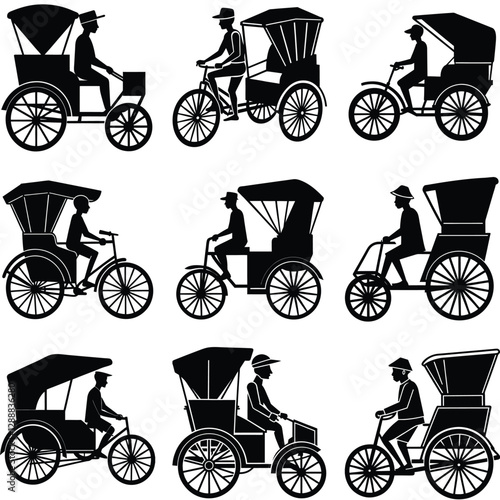 Set of rickshaw puller
