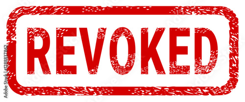 Dirty red stamp mark "REVOKED" surrounded by a rounded frame (cut out)