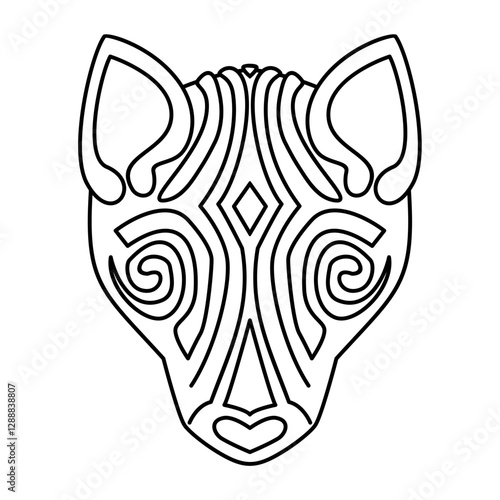 Animal head in Celtic style vector illustration. Wolf head symbol