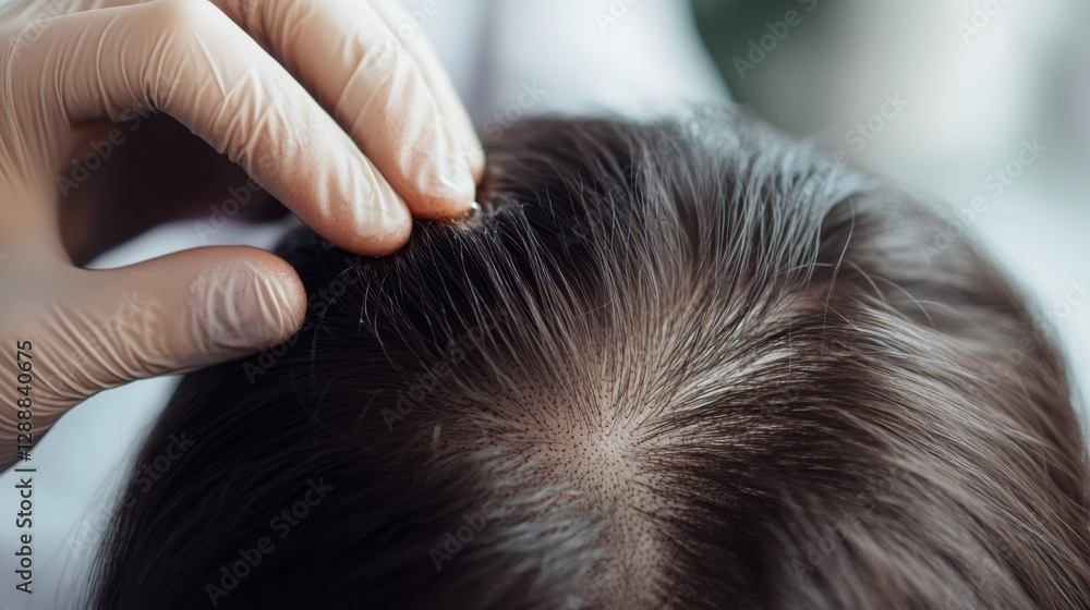 Fototapeta premium Hair restoration session in a contemporary wellness clinic. Featuring rejuvenating regrowth treatments and expert care
