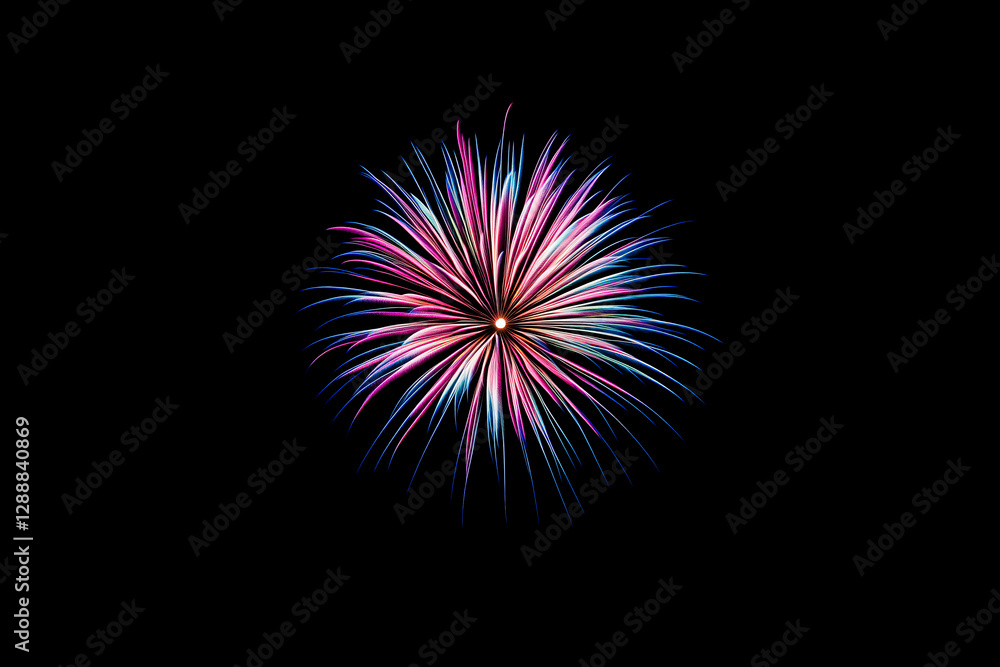 Directly above burst fireworks on black background Directly above burst fireworks on black background