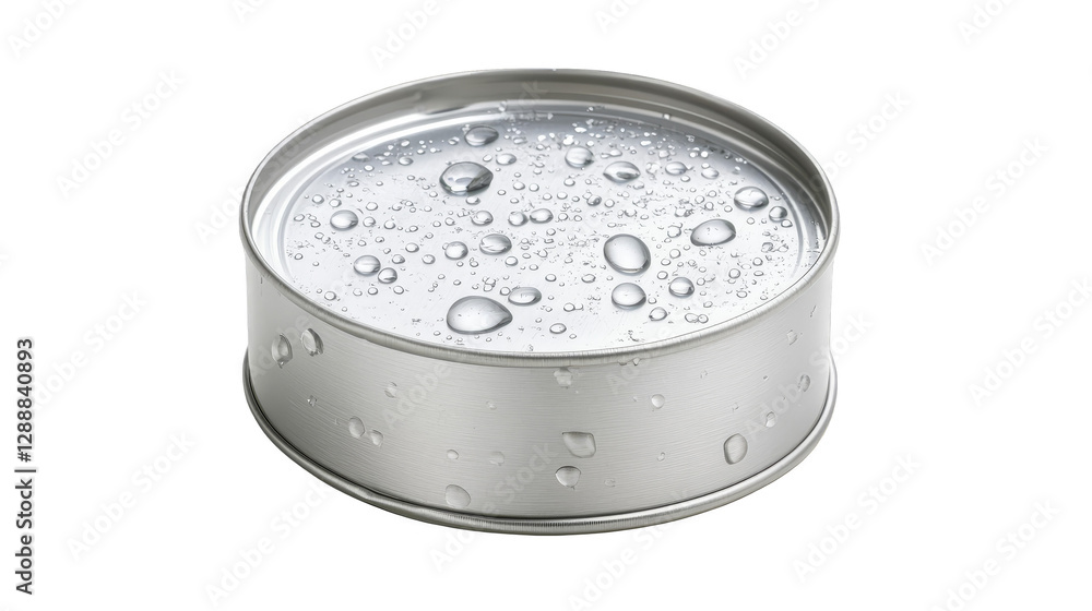 Bubbly water in an aluminum can, a refreshing, hydrating beverage for cool, satisfying drink