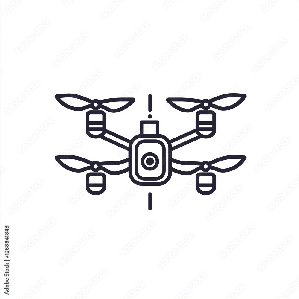 Quadcopter Drone Icon Top View Line Art Technology Quadcopter Drone Icon Top View Line Art Technology