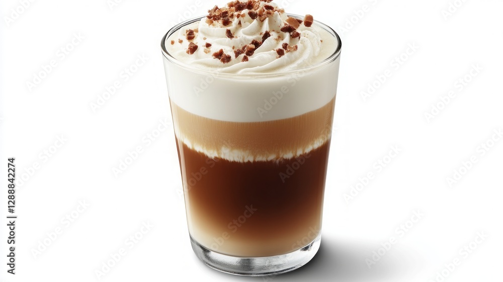 Creamy Coffee Beverage with Layered Espresso and Whipped Topping Creamy Coffee Beverage with Layered Espresso and Whipped Topping