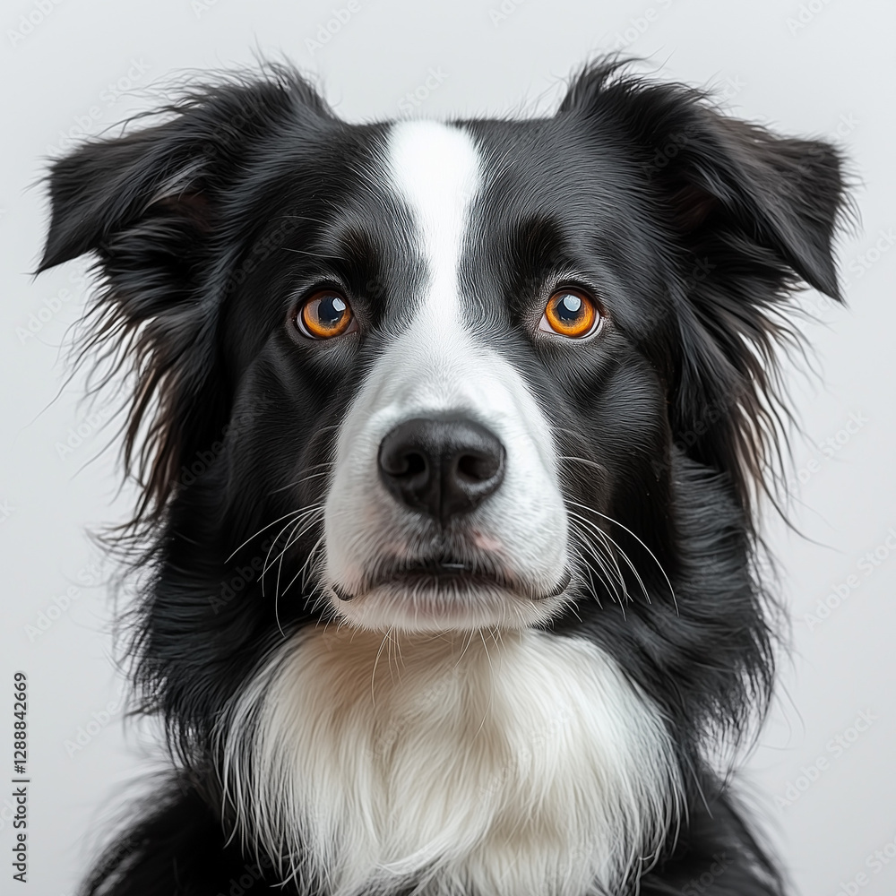 Fototapeta premium Border Collie Dog Portrait Isolated on White Background