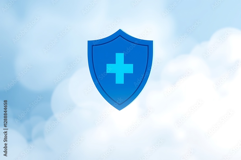 Obraz premium Medical health protection shield with cross. Healthcare medicine protected abstract guard shield concept. Health, medical and life insurance service. Realistic vector illustration. 