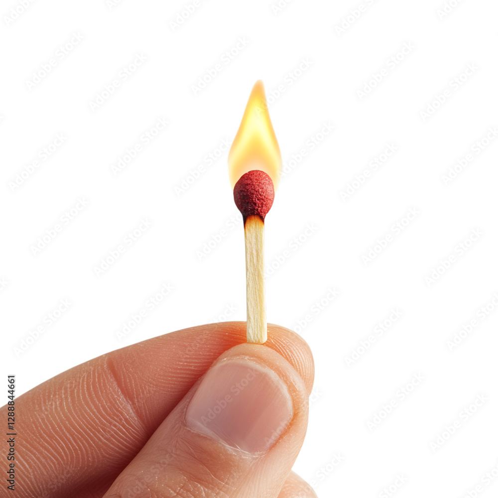 Hand Holding a Lit Matchstick Isolated on Transparent Background Hand Holding a Lit Matchstick Isolated on Transparent Background