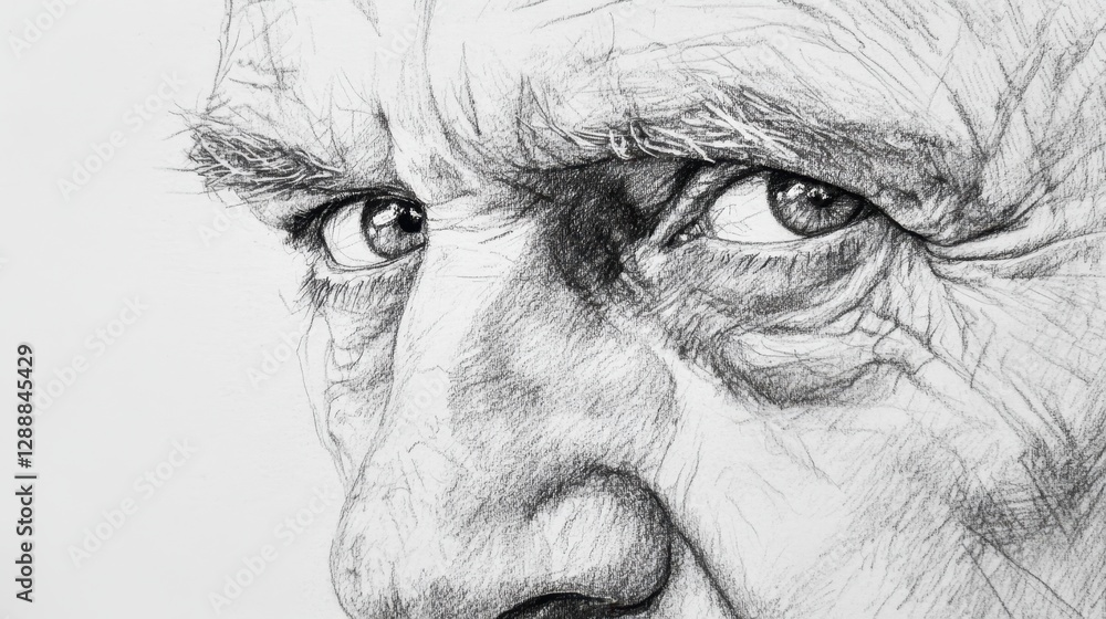 Fototapeta premium Detailed pencil sketch of a man's face on textured paper