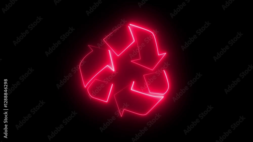 Glowing looping 3arrow icon recycling symbol neon effect, looping 3arrow icon recycling symbol neon effect Glowing looping 3arrow icon recycling symbol neon effect, looping 3arrow icon recycling symbol neon effect