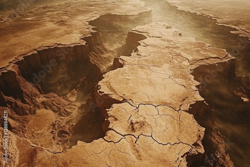 Wallpaper Mural Aerial view of a vast, dry canyon landscape with cracked earth and deep gorges. Torontodigital.ca
