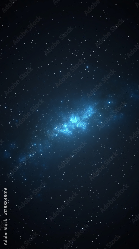 Obraz premium Stunning image of a blue galaxy shimmering in the night sky.