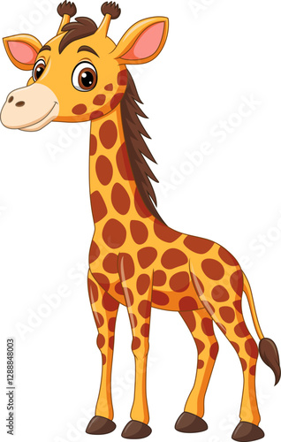 Cartoon a happy giraffe isolated on white background