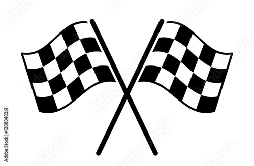 Checkered race flag cross icon. Racing flag, finish crossed, start, car racing, sport, automotive - stock vector.