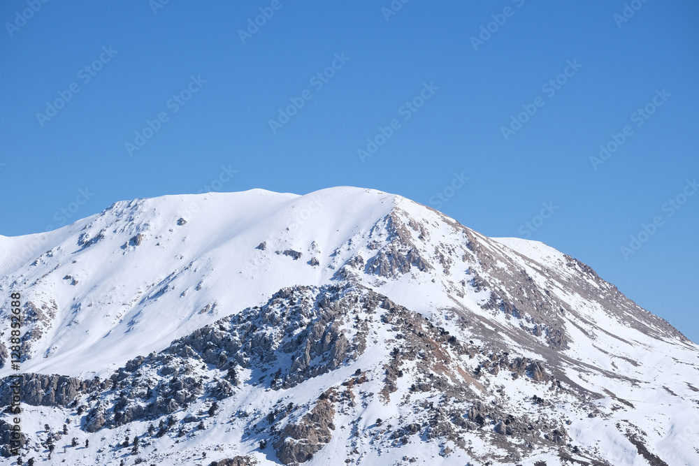Blue sky and snowy mountain views Blue sky and snowy mountain views