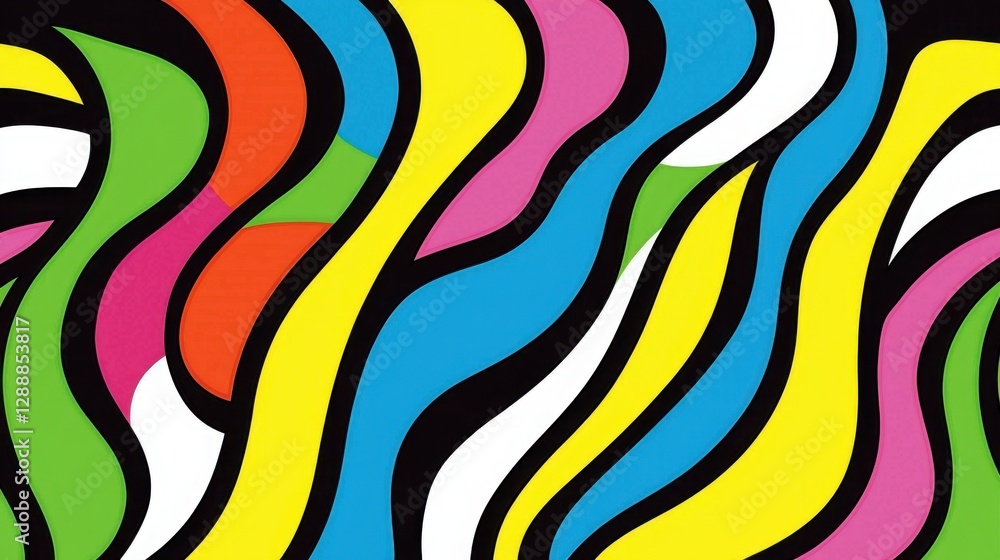 Vibrant Abstract Wave Pattern in Multiple Colors on Black Background Vibrant Abstract Wave Pattern in Multiple Colors on Black Background