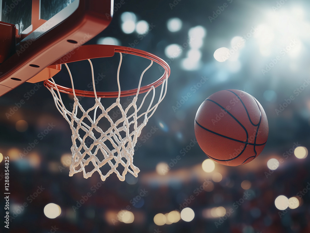 A basketball hitting the backboard and dropping through the hoop
A basketball hitting the backboard and dropping through the hoop