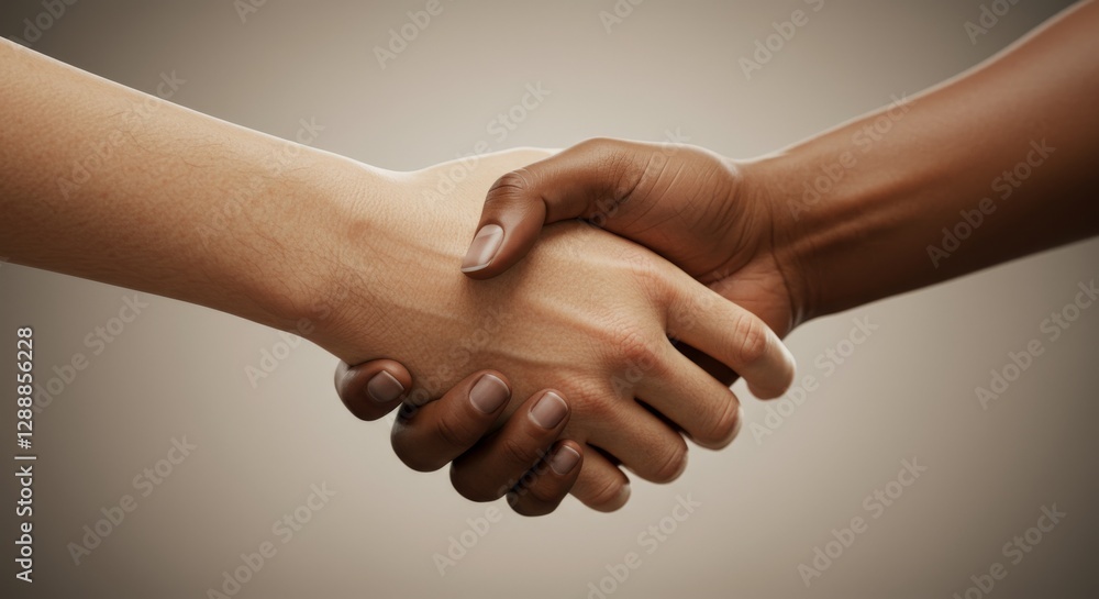 Two different hands shaking symbolizing connection and agreement Two different hands shaking symbolizing connection and agreement