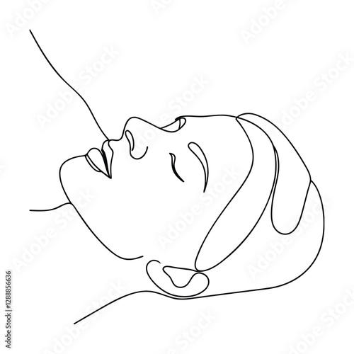 Relaxing Spa Treatment OneLine Drawing of Face Mask