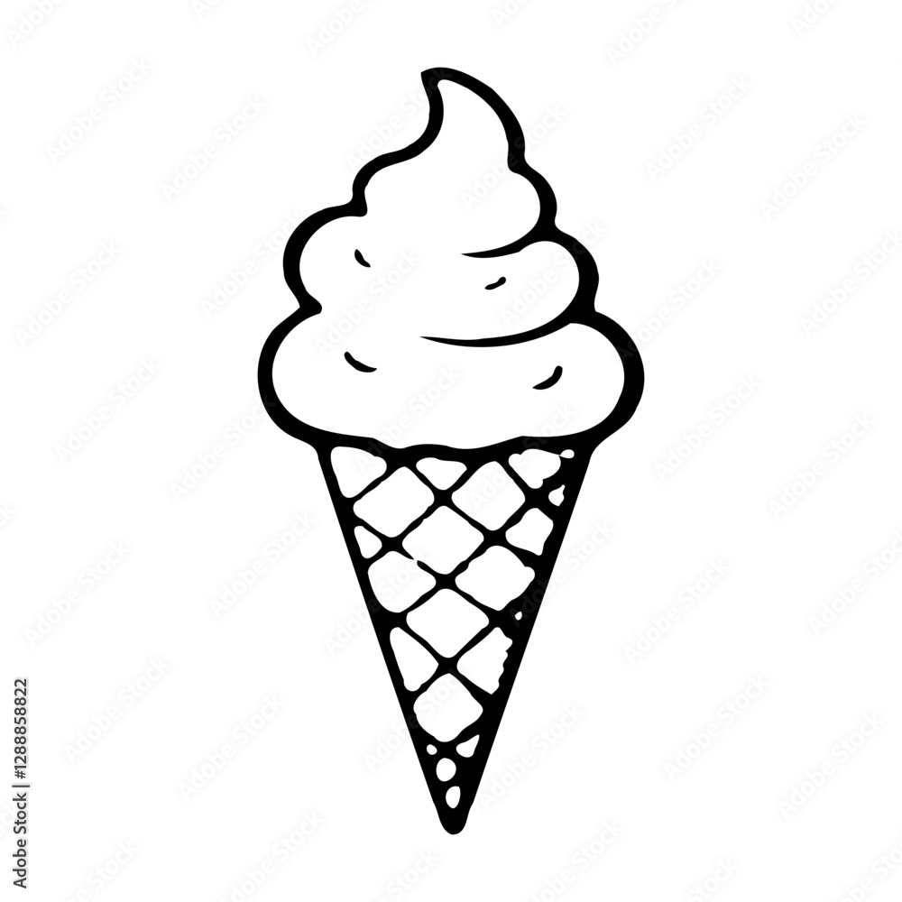 Monochrome Ice Cream Cone Artistic Rendition Monochrome Ice Cream Cone Artistic Rendition