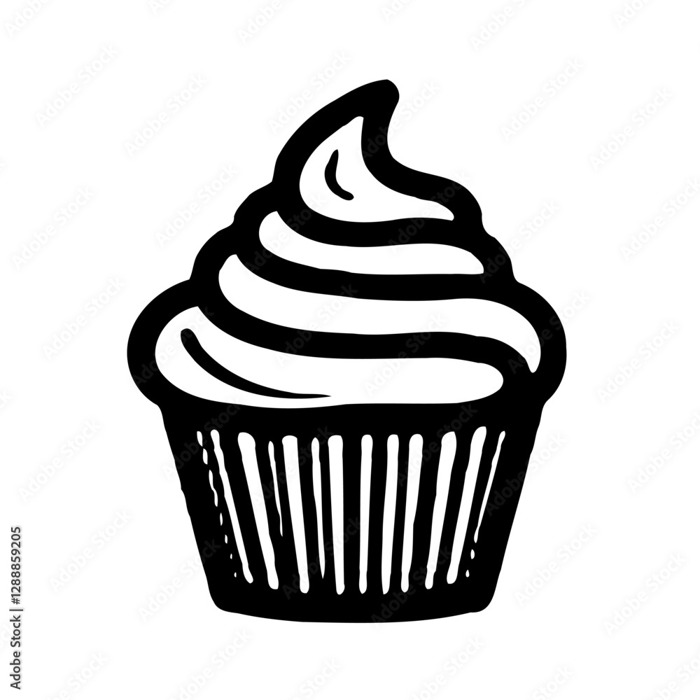Monochrome Muffin Delightful Confection Drawing Monochrome Muffin Delightful Confection Drawing