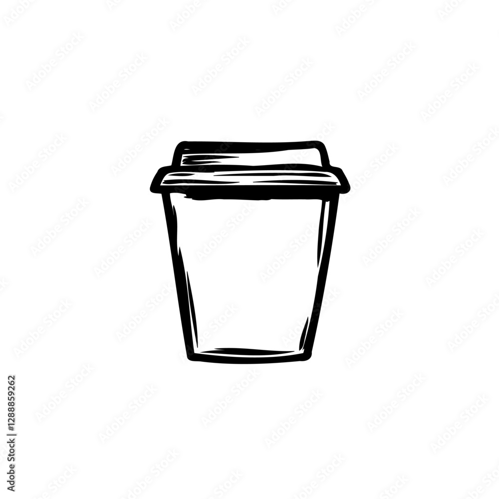 Drawn Takeaway Coffee Cup, Expressive Ink Style Drawn Takeaway Coffee Cup, Expressive Ink Style
