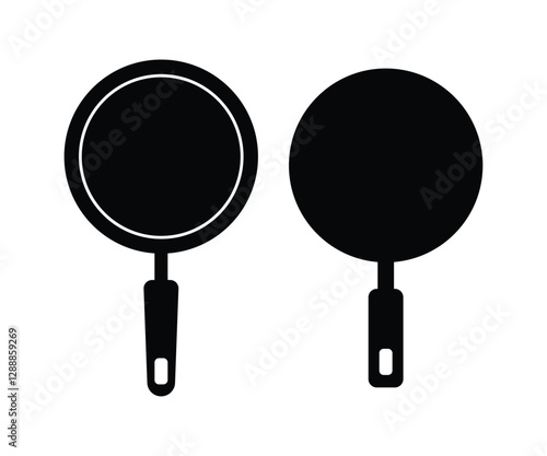 Frying pan top view icon design on a white background