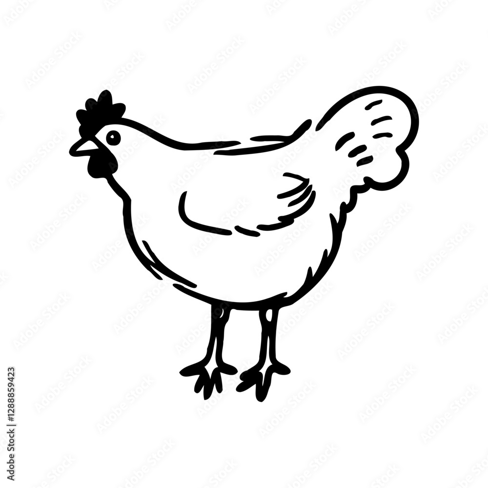 Fototapeta premium Hand-Drawn Illustration of a Hen or Chicken
