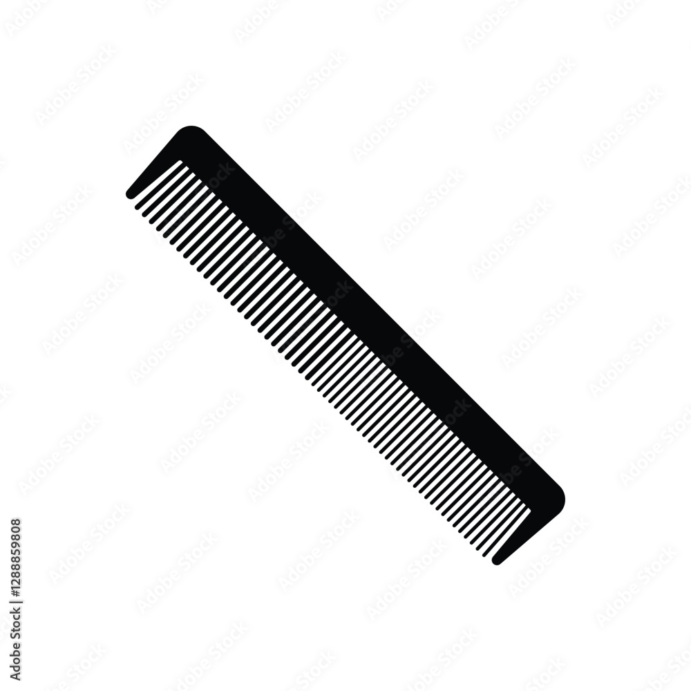 Plastic hair comb symbol and glyph design on a white background Plastic hair comb symbol and glyph design on a white background