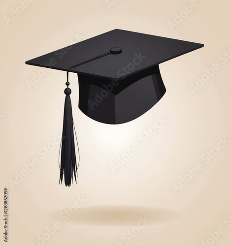 Black mortarboard with tassel symbolizes graduation