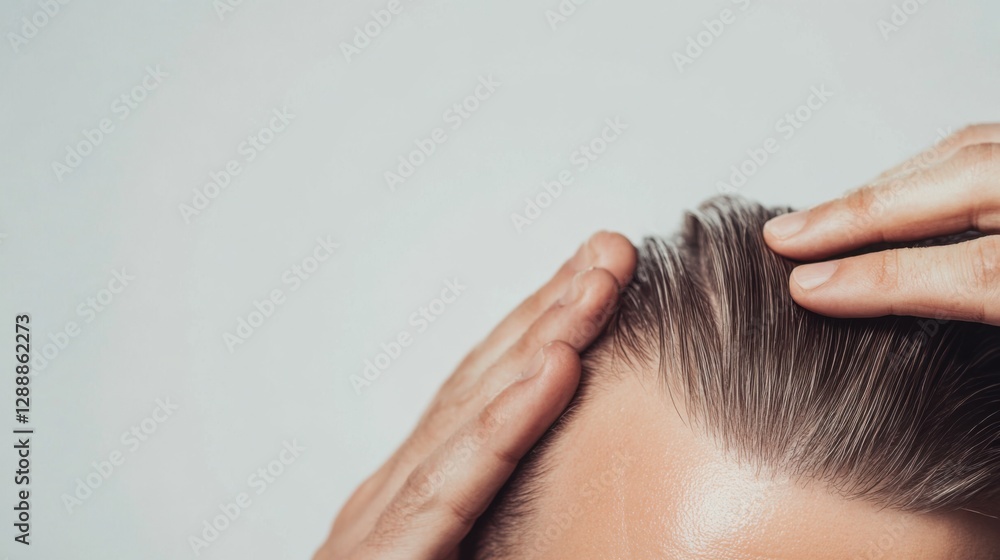 Naklejka premium Hair restoration session in a sleek beauty clinic. Featuring natural regrowth solutions and effective treatments