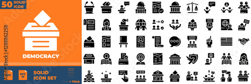 Democracy Solid Editable Icons set