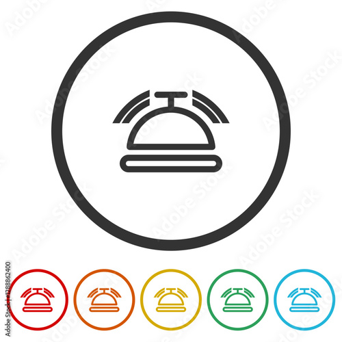 Hotel bell icon. Set icons in color circle buttons